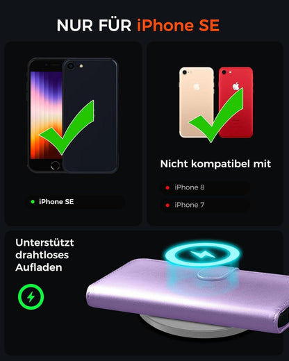iPhone SE 2022/SE 2020 Handyhülle mit RFID Standfunktion HellLila