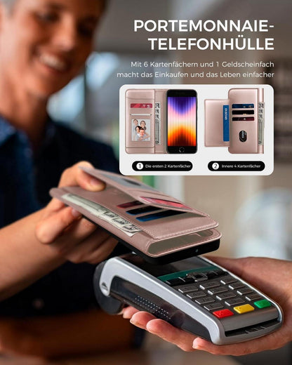 Handyhülle iPhone SE 2022/SE 2020 Roségold RFID Schutz Stoßfest