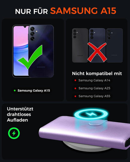 Handyhülle Samsung Galaxy A15 Premium Lederhülle LightLila