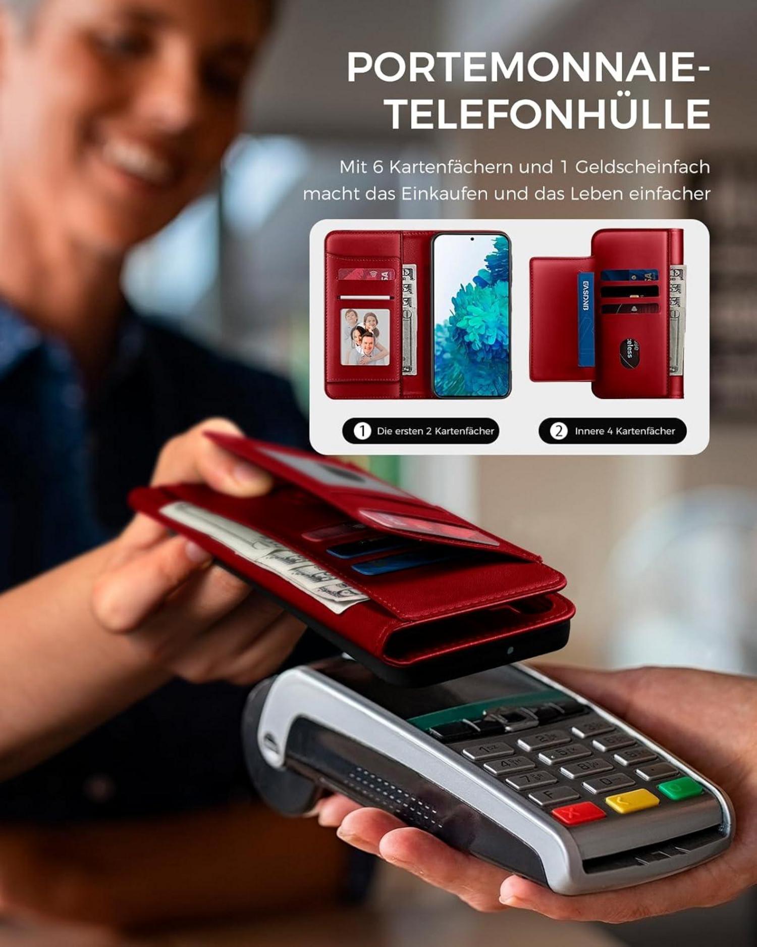 Handyhülle Samsung Galaxy S20 FE Schutzhülle RFID Kartenfächer Rot