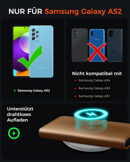 Samsung Galaxy A52S 5G Klapphülle mit Panzerglas Schutz - Braun