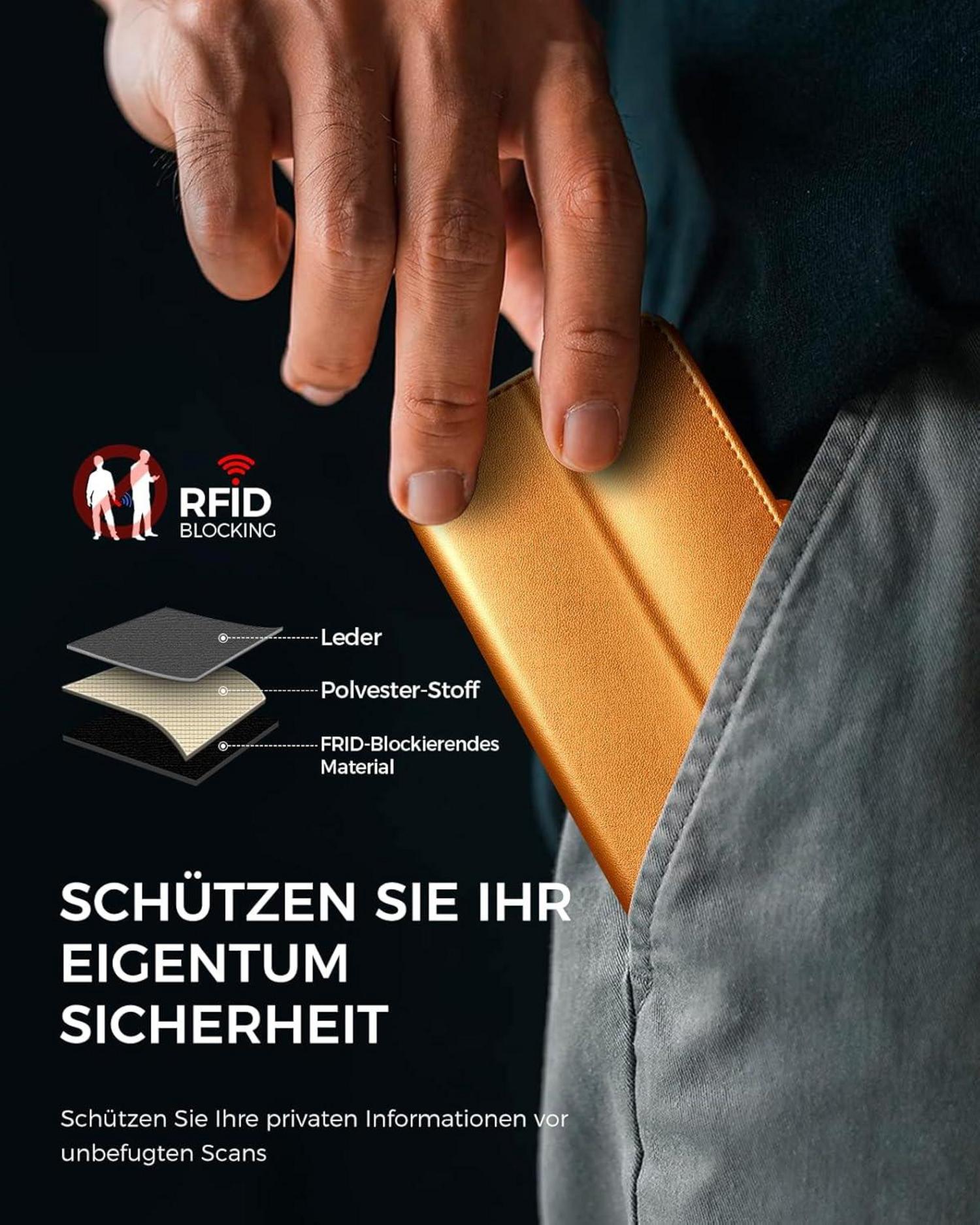 EASDNB Samsung Galaxy S24 Handyhülle Wallet Premium Leder Orange