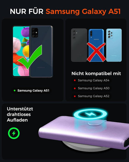 Samsung Galaxy A51 Handyhülle mit Panzer Schutz Glas LightLila