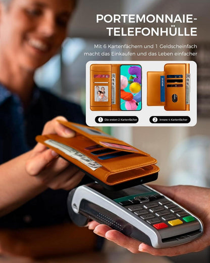 Handyhülle Samsung Galaxy A51 - Premium Leder RFID Schutz Orange