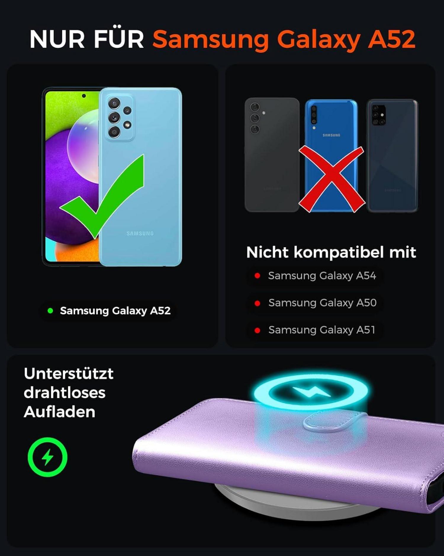 Samsung Galaxy A52S 5G Klapphülle + Panzer Schutz Glas LightLila