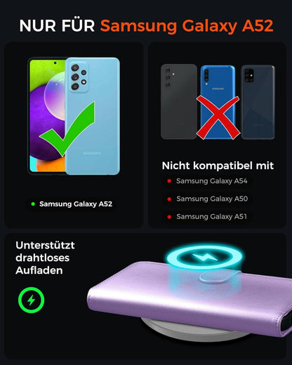 Samsung Galaxy A52S 5G Klapphülle + Panzer Schutz Glas LightLila