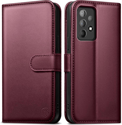 Samsung Galaxy A52S 5G Klapphülle Weinrot mit Panzer Schutz Glas