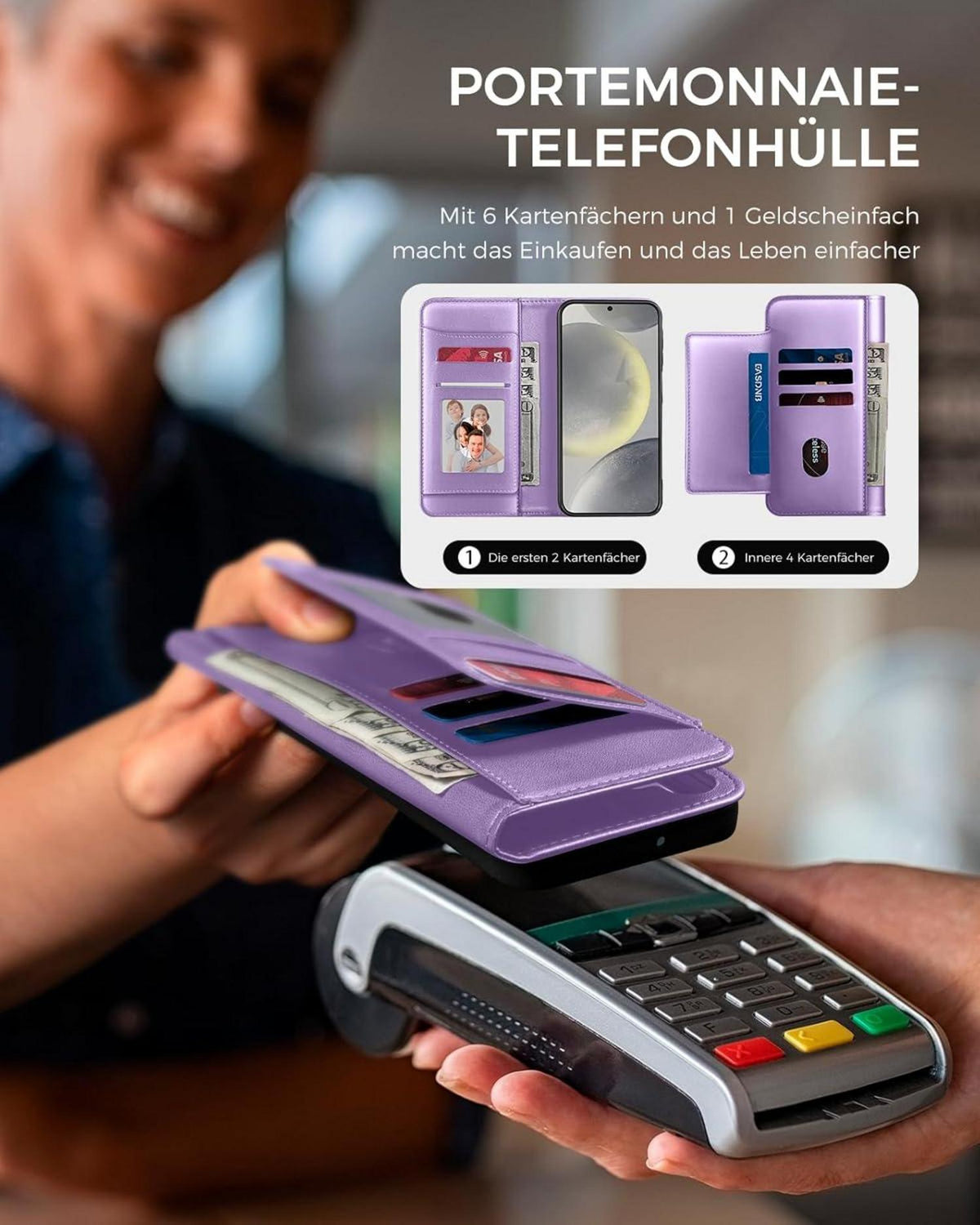 Handyhülle Samsung Galaxy S24 5G Premium Leder HellLila