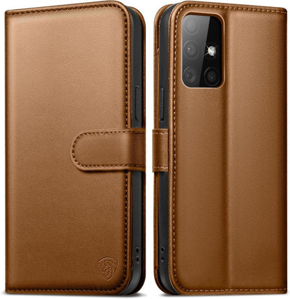 Handyhülle Samsung Galaxy A51 Leder RFID Braun Standfunktion