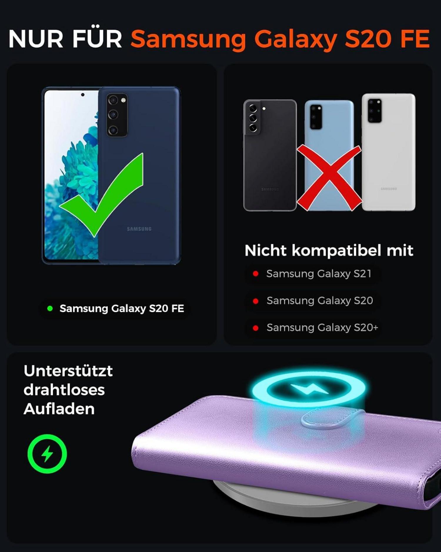 Samsung Galaxy S20 FE Handyhülle Lederhülle LightLila RFID Schutz