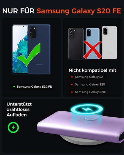 Samsung Galaxy S20 FE Handyhülle Lederhülle LightLila RFID Schutz