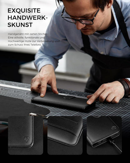 Samsung Galaxy A52S 5G Hülle - Schwarz Premium Leder