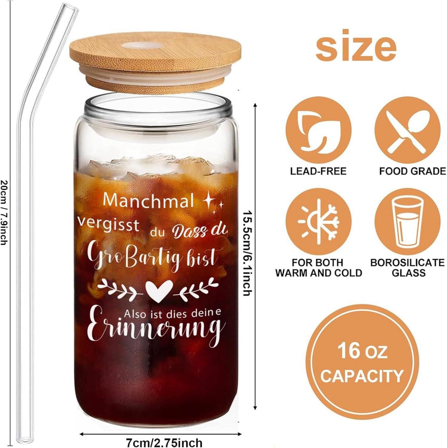 MEIMUCUL Trinkglas mit inspirierendem Zitat, nachhaltige Glasbecher, Geschenk für Frauen