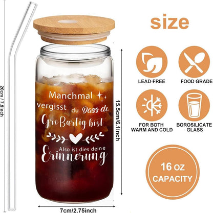 MEIMUCUL Trinkglas mit inspirierendem Zitat, nachhaltige Glasbecher, Geschenk für Frauen