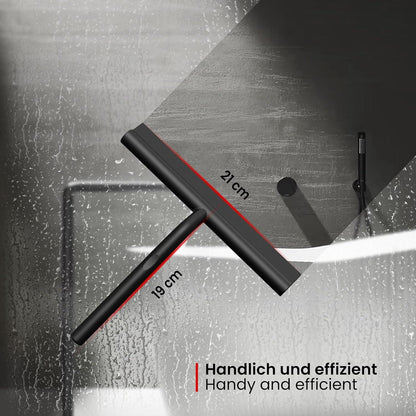Silikon Duschabzieher Schwarz 21cm breit Edelstahl Kern