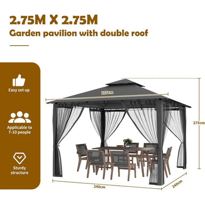 Wasserdichter Gartenpavillon 2.8x2.8m mit Moskitonetz
