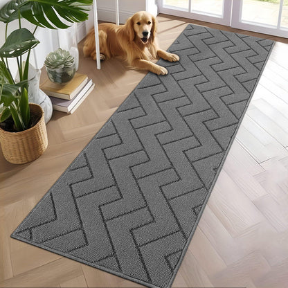 Fußmatte 60x180cm Waschbar Rutschfest Grau für Innen & Außen