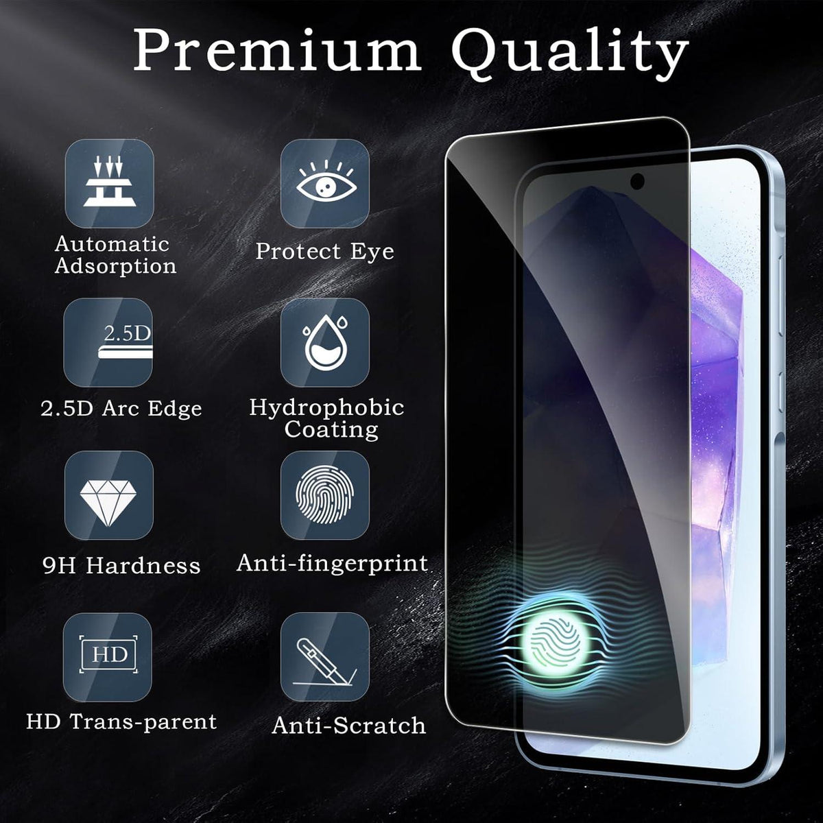 2x Samsung Galaxy A55/A35 Sichtschutzfolie HD 9H Anti-Spy