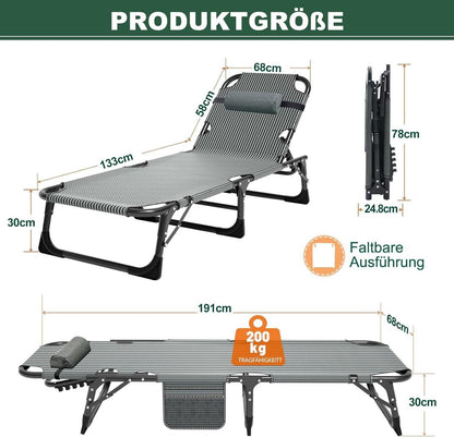 Klappbare Sonnenliege mit Matratze 200kg Loading Gartenliege