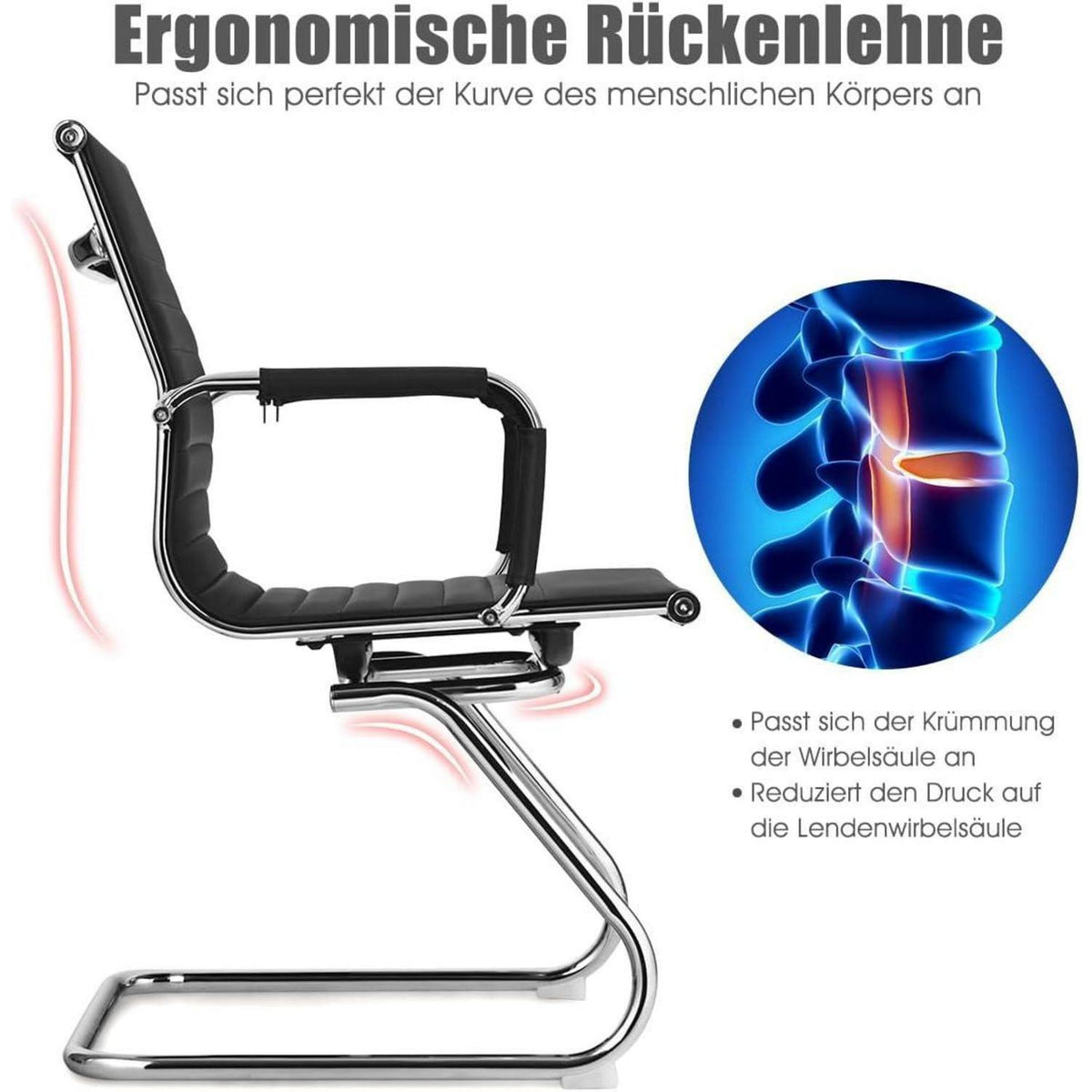 Moderner Bürostuhl 2er Set – Schwarz, Ergonomisch & Komfortabel