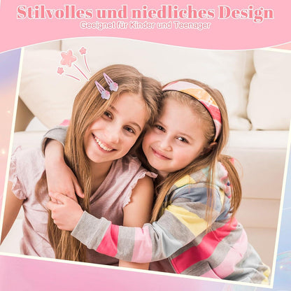 16er Set Haarspangen Mädchen Kinder Glitzer Unicorn Regenbogen