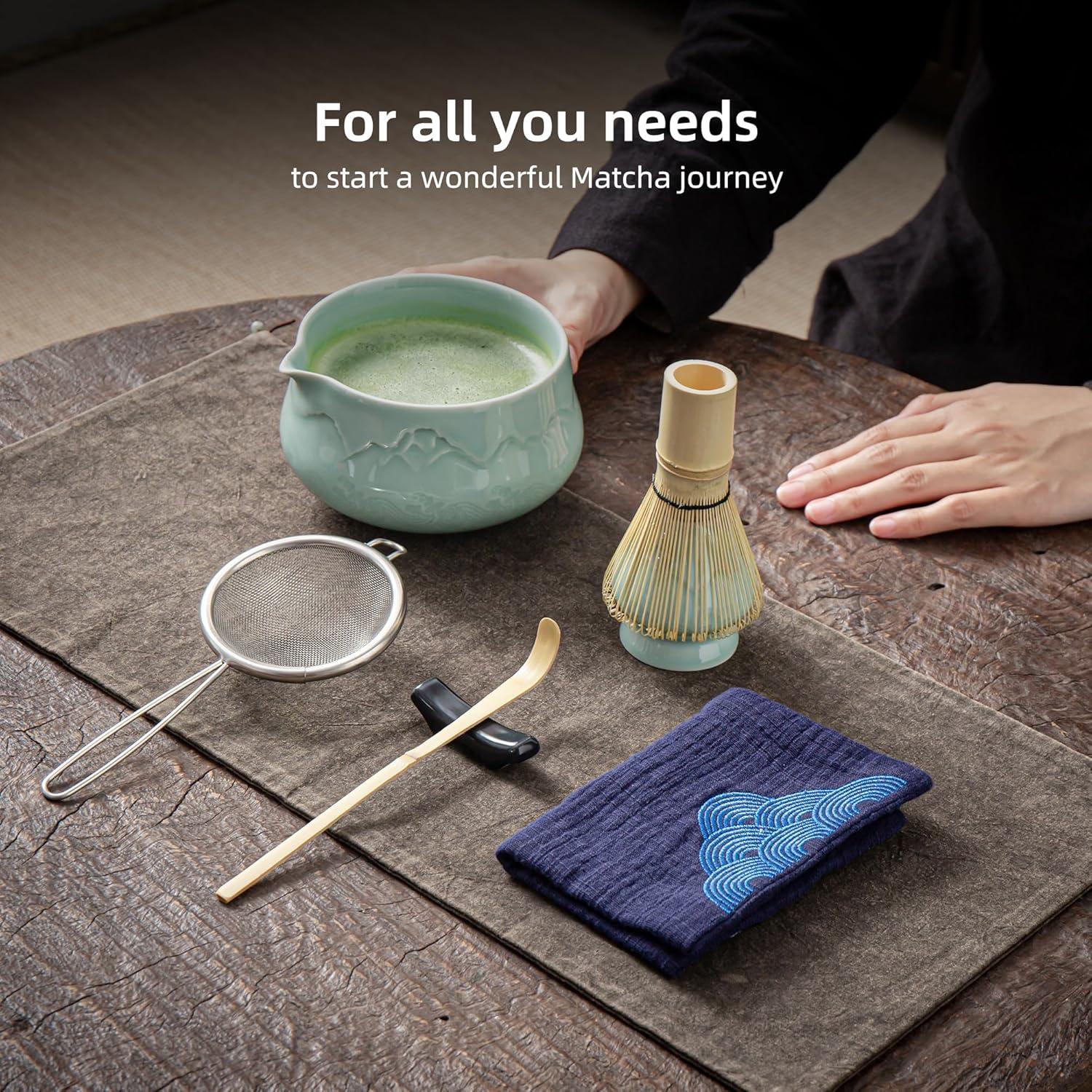 Matcha Set mit Bambus Schneebesen und Keramikschale