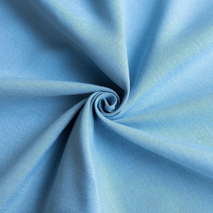 Runde Baumwoll-Leinen Tischdecke mit Fransen, Himmelblau 260 cm