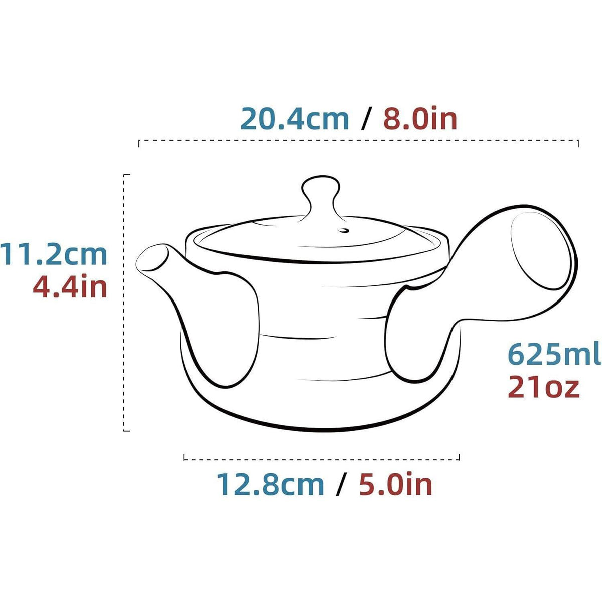 Keramik-Teekanne mit Sieb, 21 oz, Kohlengrau