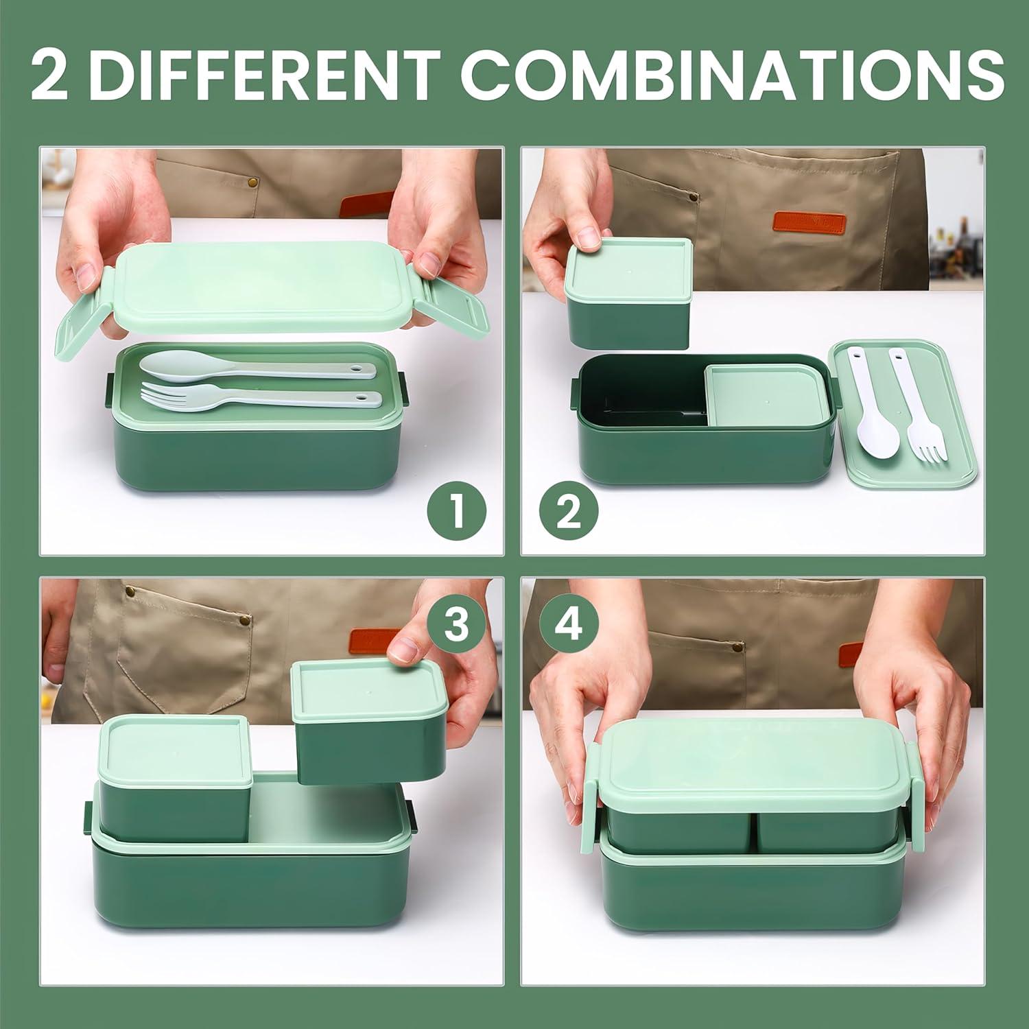 Brotdose Kinder Auslaufsicher 2 in 1 Lunchbox 3 Fächer BPA-Frei 1300ml