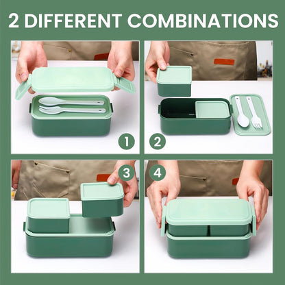 Brotdose Kinder Auslaufsicher 2 in 1 Lunchbox 3 Fächer BPA-Frei 1300ml