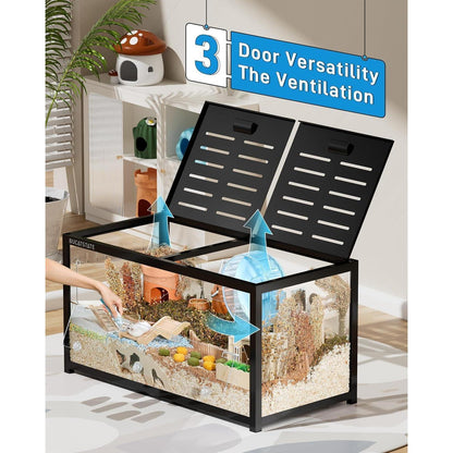 Großer Hamsterkäfig 100cm Stapelbar mit tiefer Einstreu-Basis Schwarz