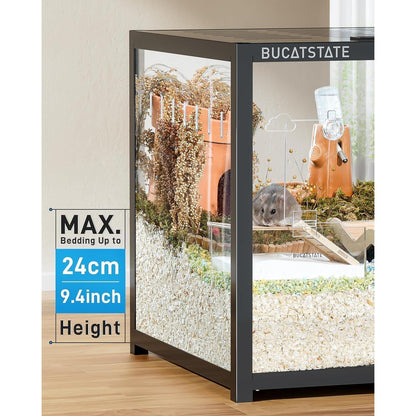 Großer Hamsterkäfig 100cm Stapelbar mit tiefer Einstreu-Basis Schwarz