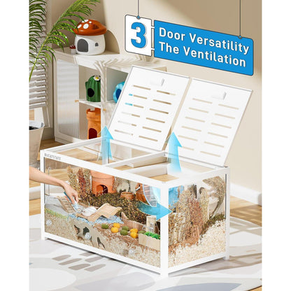 Großer Hamsterkäfig 100cm Weiß stapelbar mit tiefer Einstreuwanne