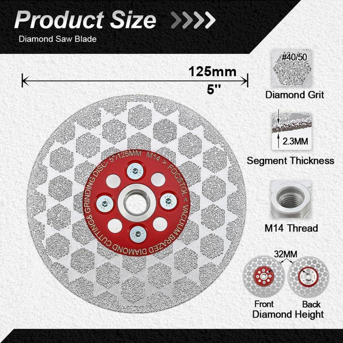 Diamant Trennscheibe 125mm für Winkelschleifer, 5 Stück