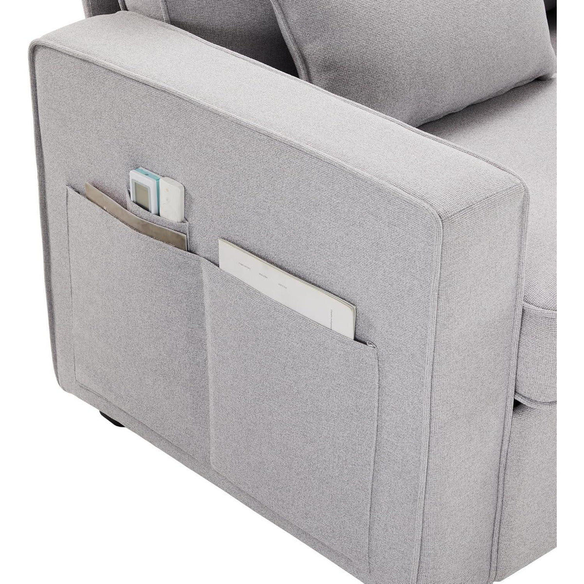 4-Sitzer Leinenstoff Sofa mit Stauraum & Kissen (Grau)