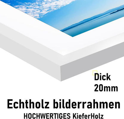Bilderrahmen 40x60cm Weiß Echtholz Acrylglas Kieferholz