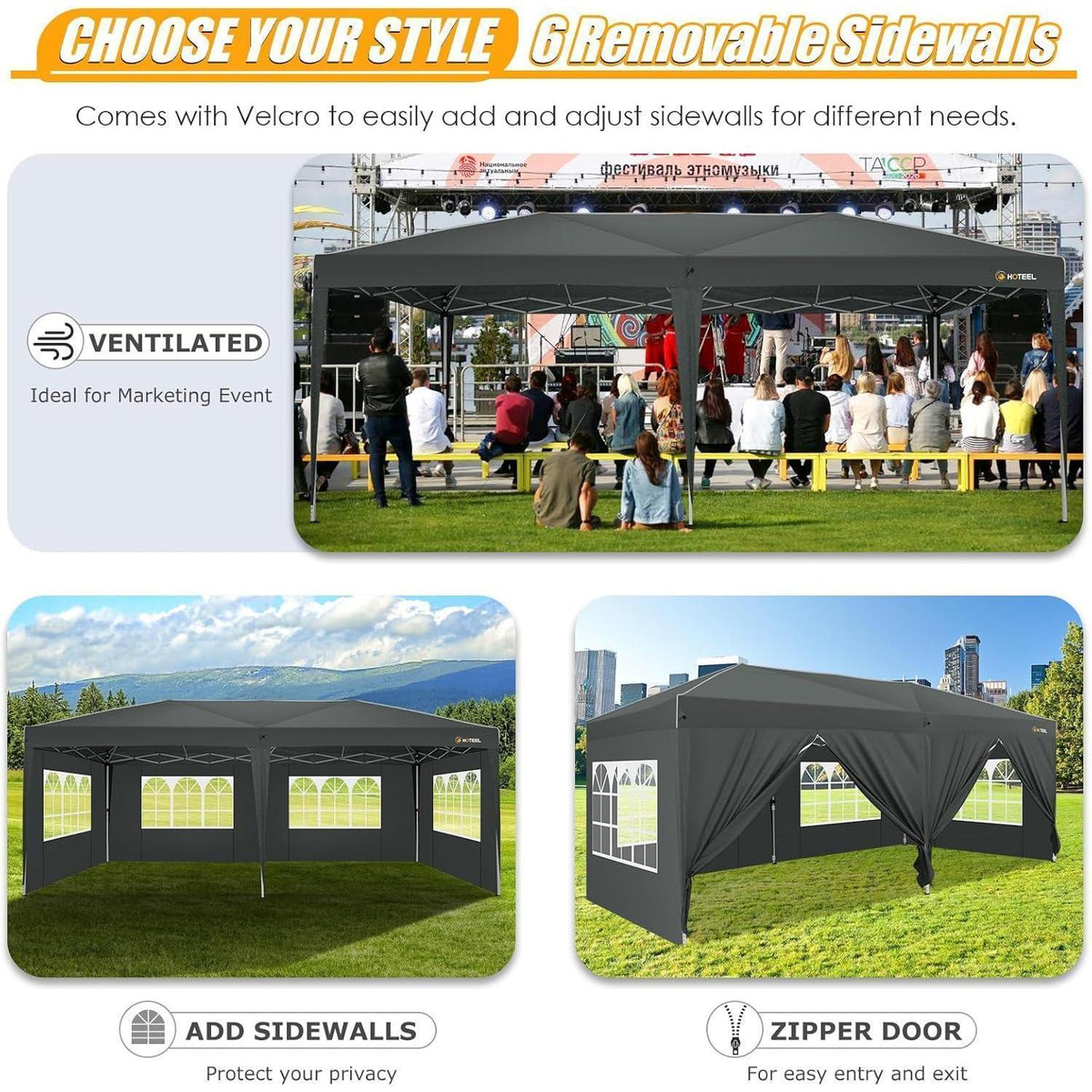 Pavillon 3x6 mit Seitenwänden – Wasserdicht & Stabil für Garten & Party