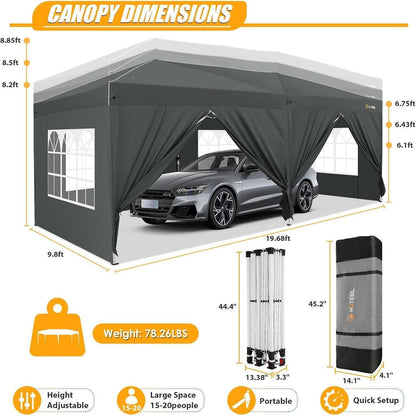 Pavillon 3x6 mit Seitenwänden – Wasserdicht & Stabil für Garten & Party