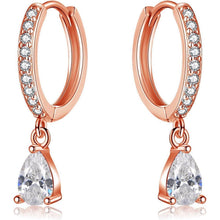 Hängende Ohrringe Silber 925 mit Zirkonia Wassertropfen Rosegold