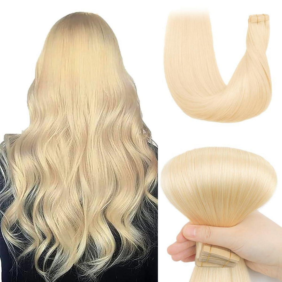 Echthaar Tape Extensions Hellblond 60cm (24 Zoll)
