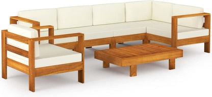 Gartenlounge-Set Holz Ecksofa Loungemöbel Akazie