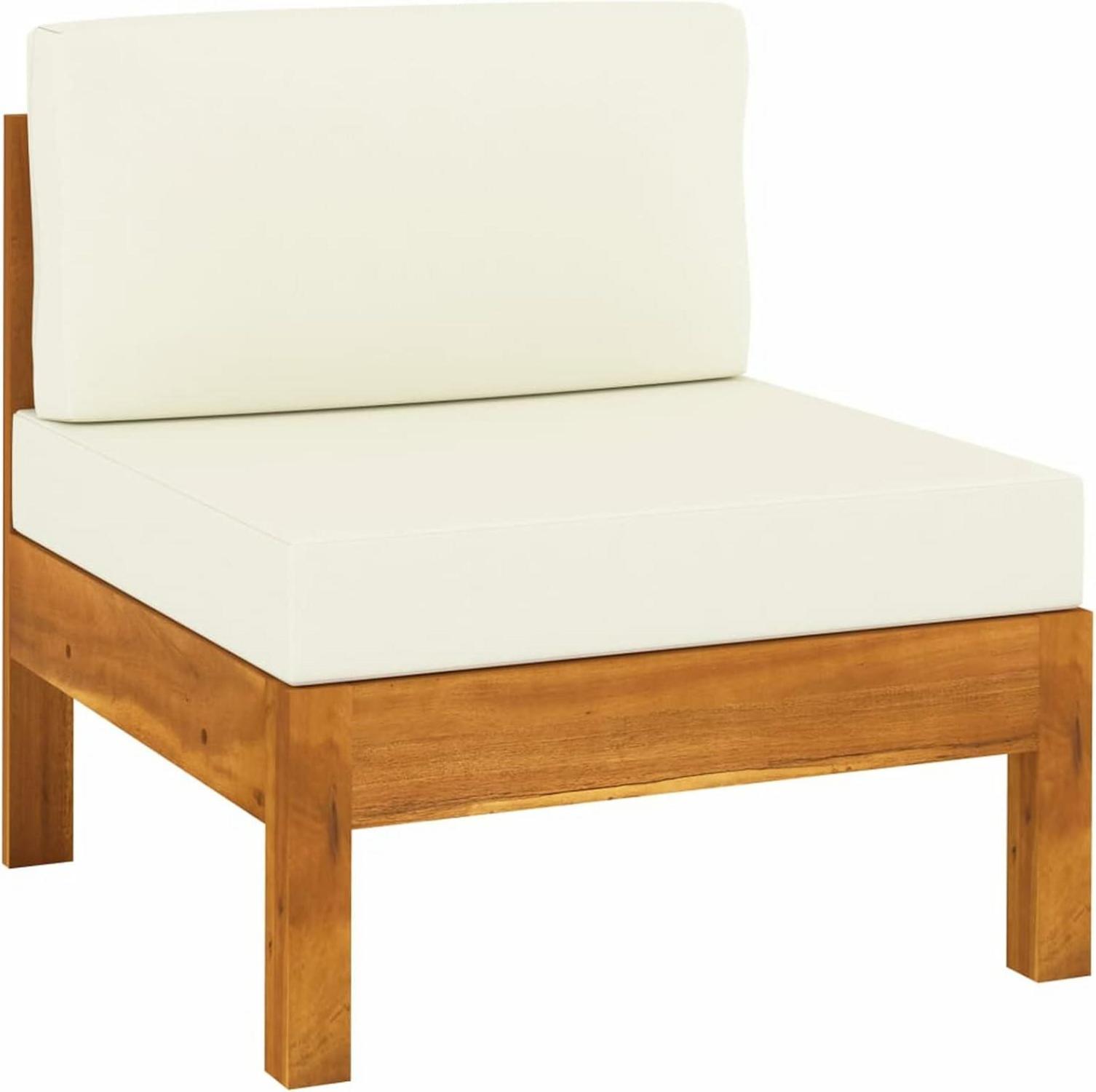 Gartenmöbel Set Holz Lounge Ecksofa Outdoor 7-tlg Akazie Creme