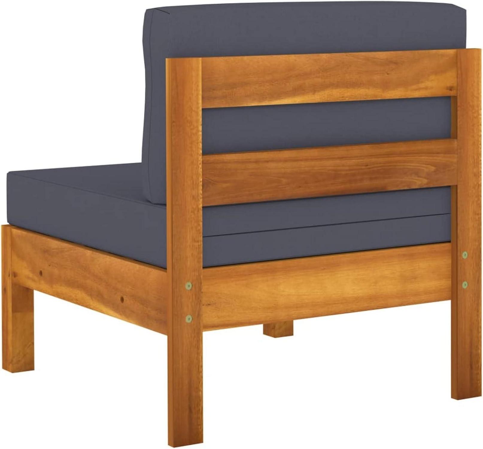 Holz Lounge Set Akazie 9-tlg Gartenmöbel Ecksofa Outdoor Dunkelgrau