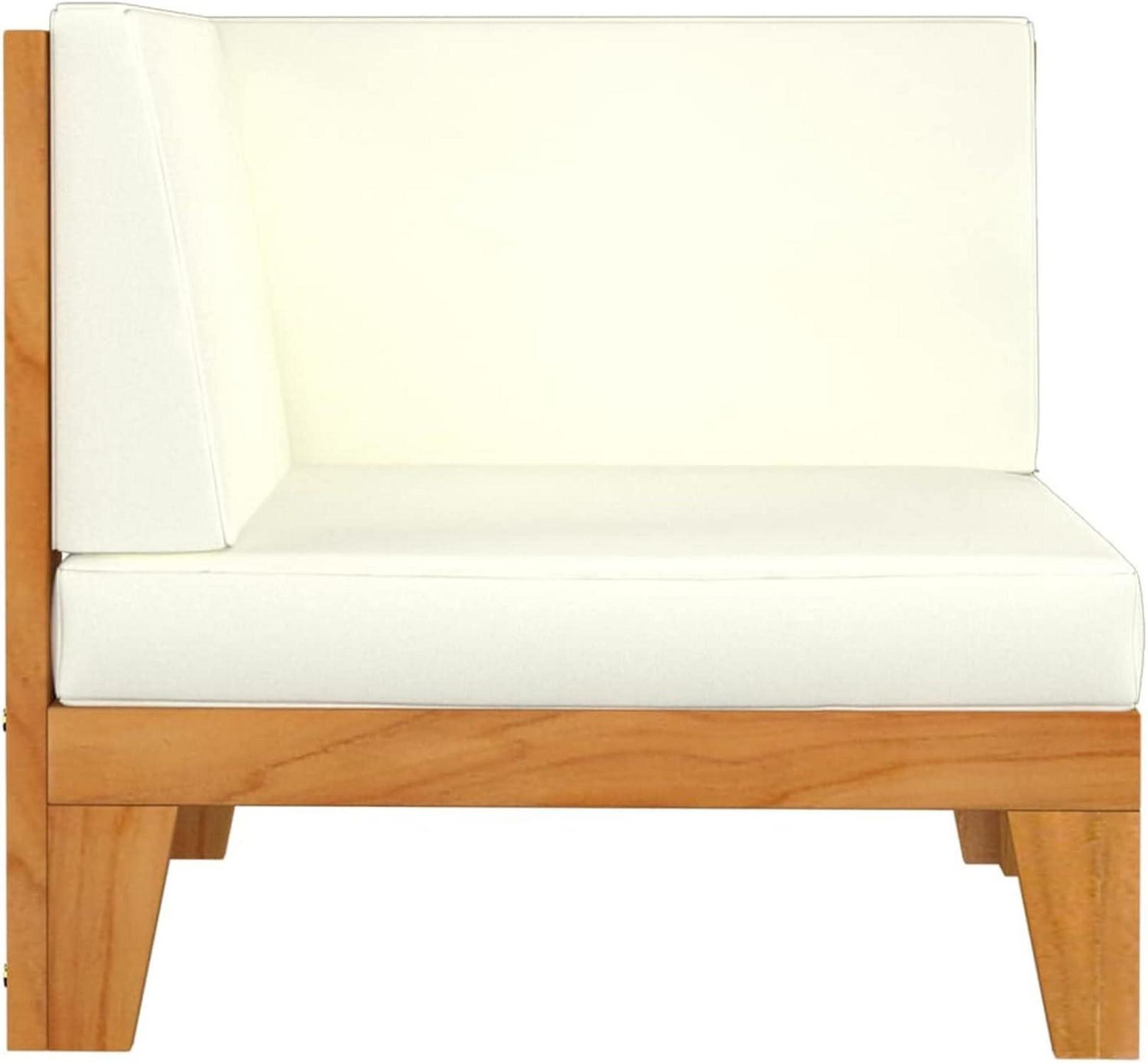 Gartenmöbel Set Holz Lounge Ecksofa Akazie 9-tlg Creme