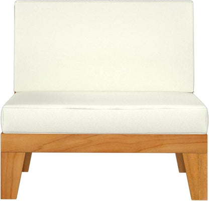 Gartenmöbel Set Holz Outdoor Lounge Ecksofa Akazie 9-tlg Creme