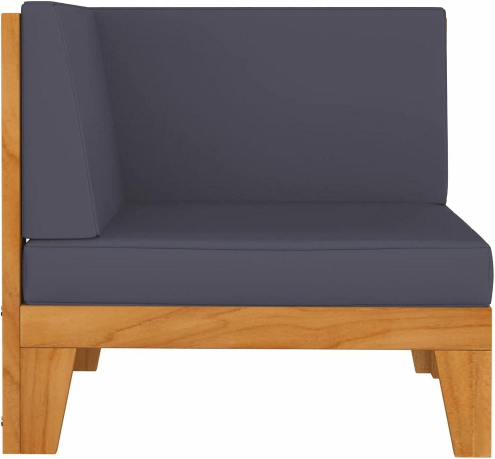 Gartenmöbel Set Holz Lounge Ecksofa Akazie Dunkelgrau Outdoor 6-tlg