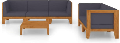 Gartenmöbel Set Holz Lounge Ecksofa 6-tlg-Type-5 Akazie dunkelgrau