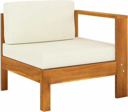 Gartenmöbel Lounge Set Ecksofa Holz Akazie 6-tlg Creme