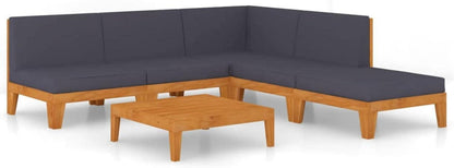 Gartenmöbel Set Holz Lounge Ecksofa Akazie 6-tlg Dunkelgrau