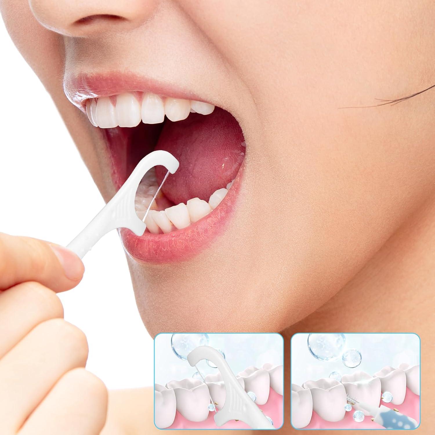 2-in-1 Zahnseide Interdentalbürste 30 Stück tragbare Einwegstäbchen